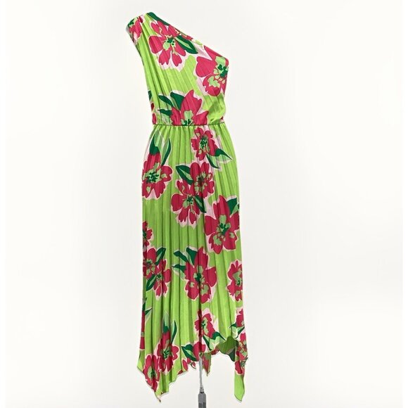 Gingham & Heels Womens One Shoulder Midi Dress Jacquard Romantic Floral Sz 16 - Picture 3 of 16